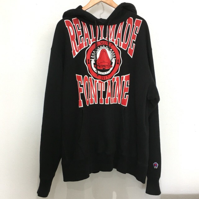 【送料無料】READYMADE HOODIE R.MUTT  RE-CO-BK-00-00-195 / レディメイド スウェット フーディー アール マット パーカー カレッジロゴプリント ユニセックス ブラック size:L【中古】【006】