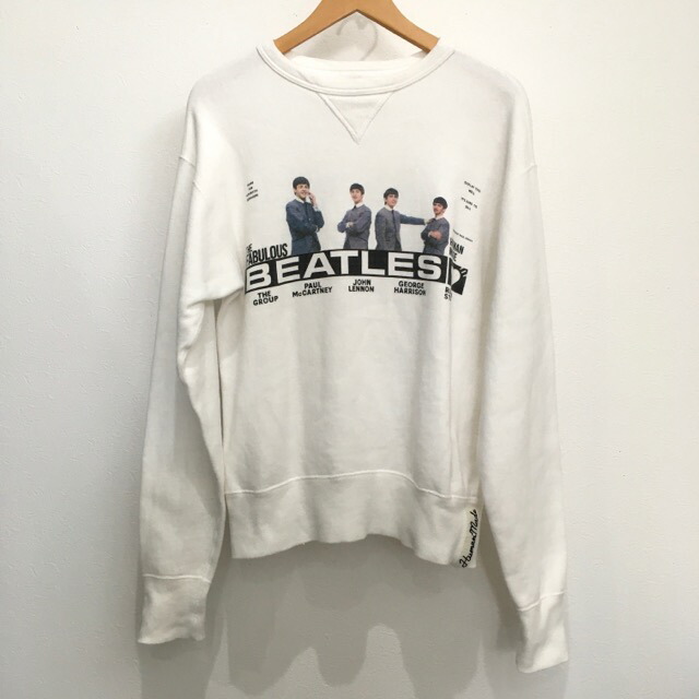 【貨物輸送無料】HUMAN MADE Beatles Tsuriami Sweatshirt / ヒューマン御手伝いさん ビートルズ 吊り編み トレーナー 刷り上げる調教師 メンズ 白いこと size:M【中古】【006】
