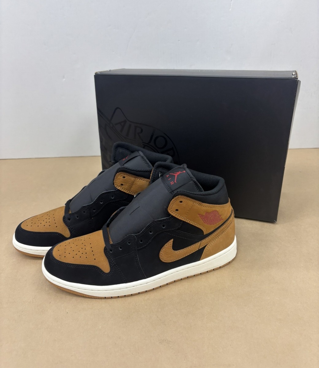 【貨物輸送無料】NIKE AIR JORDAN 1 MID SE Black/Varsity Red/Sail/Flax HV4091-002 大きさ27.5糎【未当て嵌める】 【003】