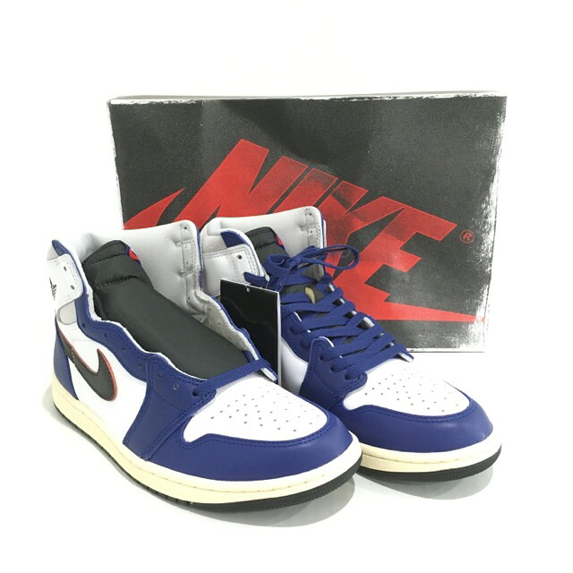 【貨物輸送無料】NIKE AIR JORDAN 1 RETRO HIGH OG WHITE/BLACK-NEUTRAL GREY-DEEP ROYAL BLUE DZ5485-100 ナイキ 大気圏 ジョーダン 1 レトロ HIGH OG Rare Air スニーカー メンズ 白いこと 黒いこと ディープロイヤルブルー size:9.5（27.5糎）【中古】【006】
