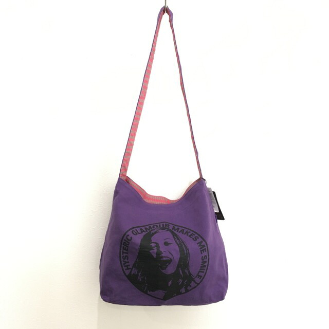 【送料無料】HYSTERIC GLAMOUR / ヒステリックグラマー スウェットショルダーバッグ 0103QB08955　斜め掛け　プリント　ユニセックス　パープル　size:FREE【中古】【006】｜オタカルチャー