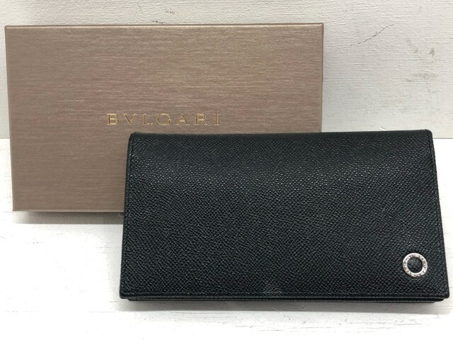 送料無料 BVLGARI ブルガリ マン 二つ折り長財布 ブラック 30398