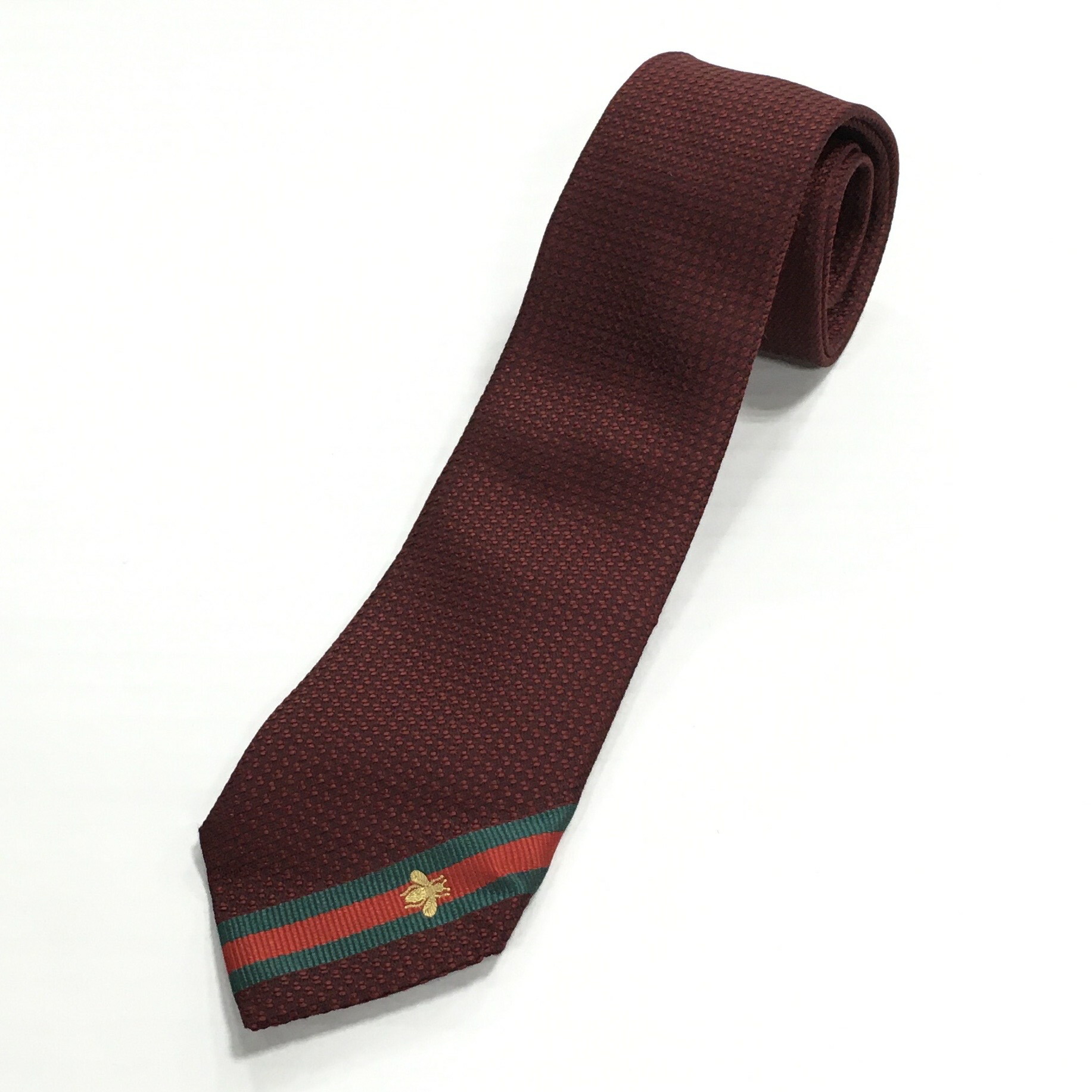 GUCCI グッチ　ネクタイ　現行タグ　極美品　蜂　シェリーライン　ボルドー 楽天市場】GUCCI グッチ 蜂柄 ネクタイ グレー系 グリーン