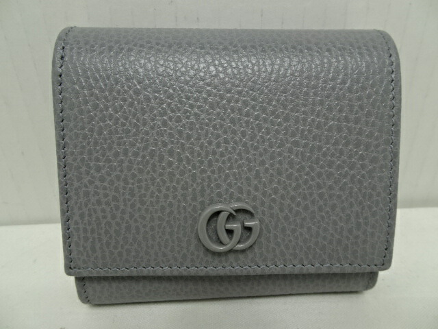 【貨物輸送無料】GUCCI(グッチ)  ダブルG ミディアムウォレット 薄墨色 598587 【中古】【005】
