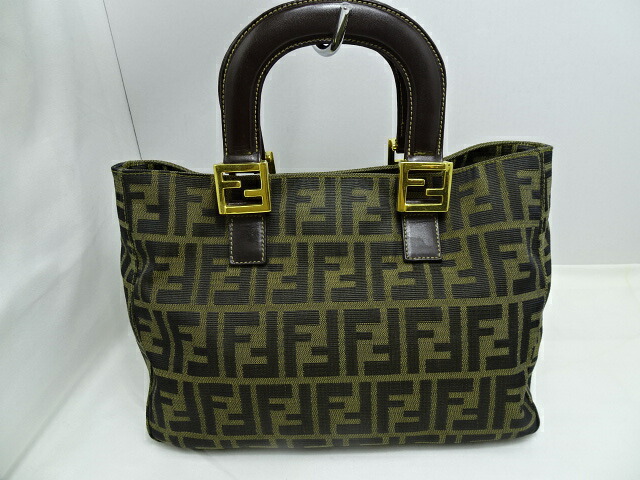 【送料無料】FENDI(フェンディ)ズッカ柄　ハンドバッグ　トートバッグ　ゴールド金具 【中古】【005】｜オタカルチャー