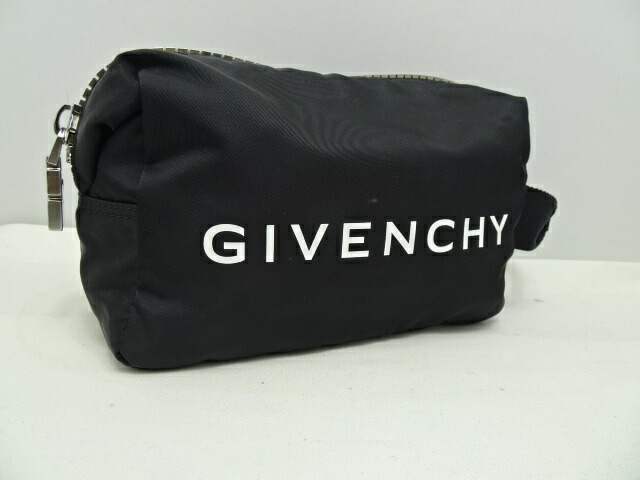 【貨物輸送無料】GIVENCHY(ジバンシー)G-Zip Gジップ ナイロン 合切袋 クラッチペダル御徒面子 BK60EDK1JE 黒いこと 【中古】【005】