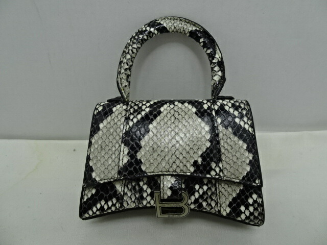 【送料無料】BALENCIAGA(バレンシアガ) ミニアワーグラス　2wayハンドバッグ　637372　パイソン【中古】【005】 44,200円