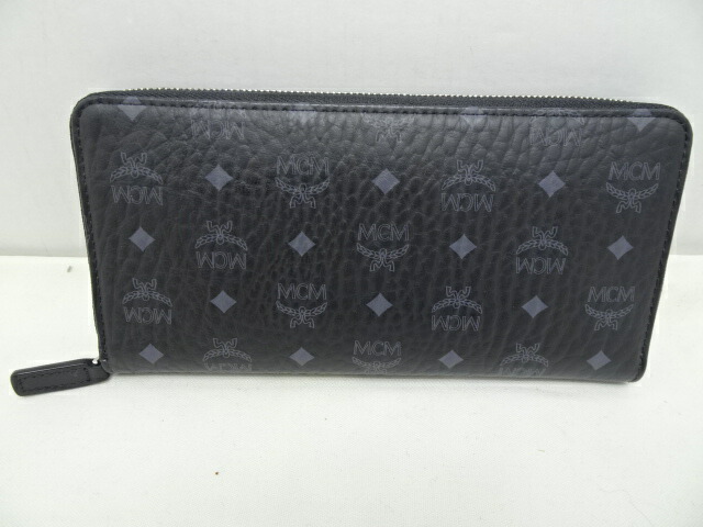 【貨物輸送無料】MCM(エム・シー・エム) ヴィセトス ラウンドジッパー 長紙入れ MXLDSTA02 黒 【中古】【005】
