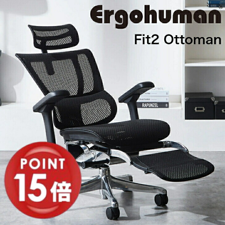 【置き目品】【尖んがり15倍】新型エルゴヒューマンフィットオットマン付 FIT2-LPL-DR