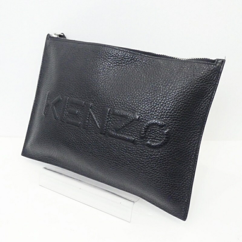 【楽天市場】【中古】KENZO｜ケンゾー LEATHER IMPRINT POUCH クラッチバッグ BL0230 ブラック【f121】：お宝市番館