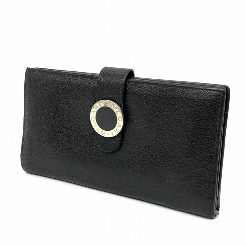 【中古】BVLGARI | ブルガリ コローレ/レザー2つ折り財布 長財布 22161 ブラック【倉吉店】