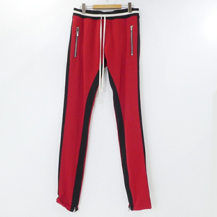 【中古】FEAR OF GOD｜フィアオブゴッド Fifth Collection Double Stripe Track Pants 貨物自動車ズボン下 2017AW 赤いこと 大きさ：L【f108】