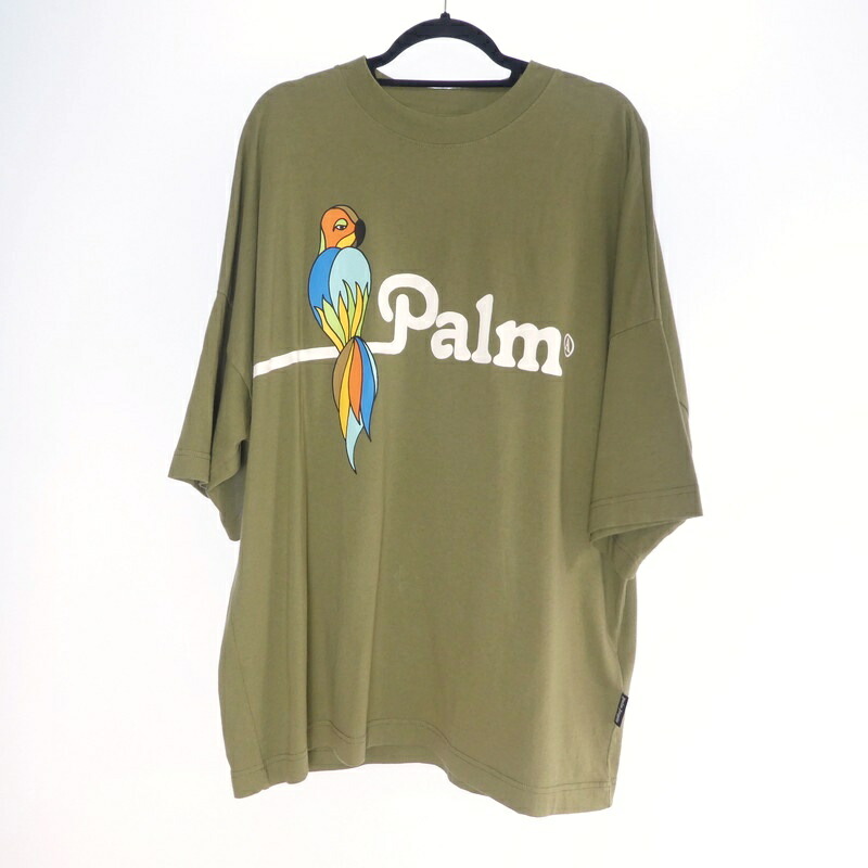 【中古】Palm Angels｜パームエンジェルス PARROT LOGO PRINT T-SHIRT TEE ティーシャツ PMAA041S22JER001 2022SS 国内決まり品 カーキ 大いさ：M【f108】 Tシャツ・カットソー-トップス