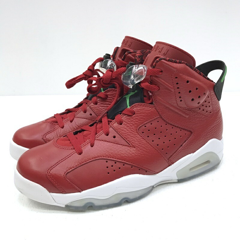 【中古】NIKE ナイキ 694091-625 AIR JORDAN 6 RETRO SPIZIKE HISTORY OF JORDAN エアジョーダン6 レトロ  ヒストリー オブ ジョーダン スニーカー 大きさ：27.5糎 色合い：赤いこと  【f126】