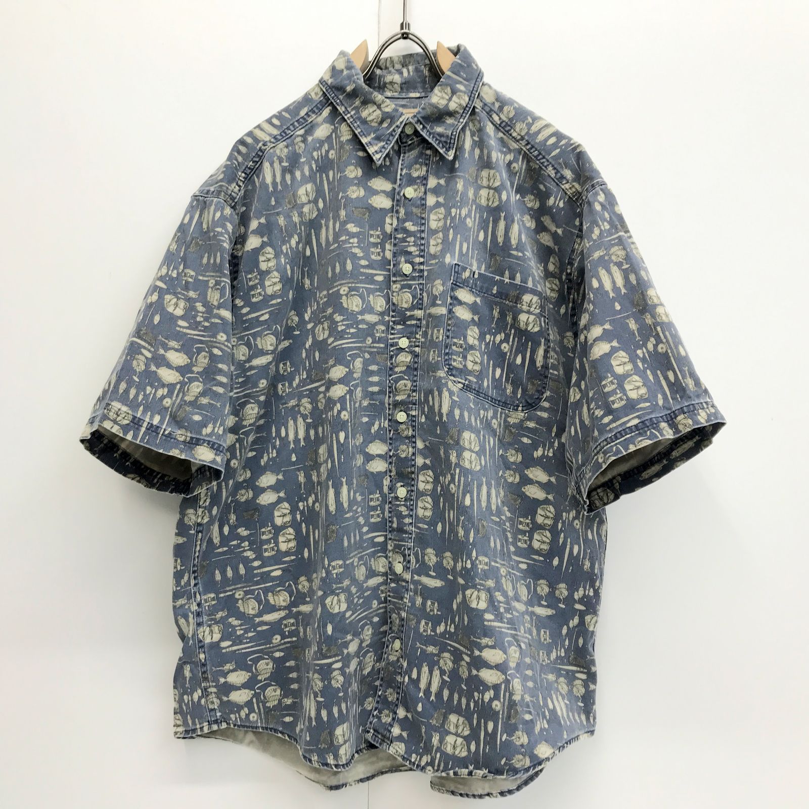『US輸入』WOOLRICH BDシャツ 半袖 総柄 カジキ コットン XL 楽天市場】【中古】 ウールリッチ WOOLRICH 魚柄 半袖 シャツ