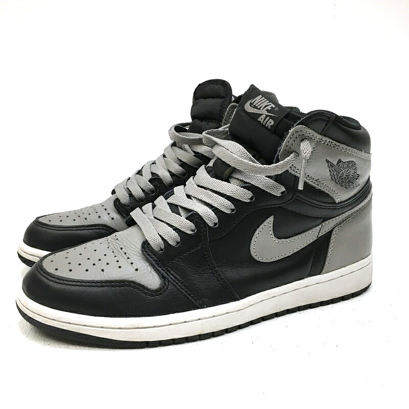 【中古】NIKE ナイキ 555088-013 AIR JORDAN 1 RETRO HIGH OG Shadow エアジョーダン 1 レトロ ご機嫌 OG 影ぼうし  スニーカー 大きさ：26珊 色つや：薄墨色  【f126】