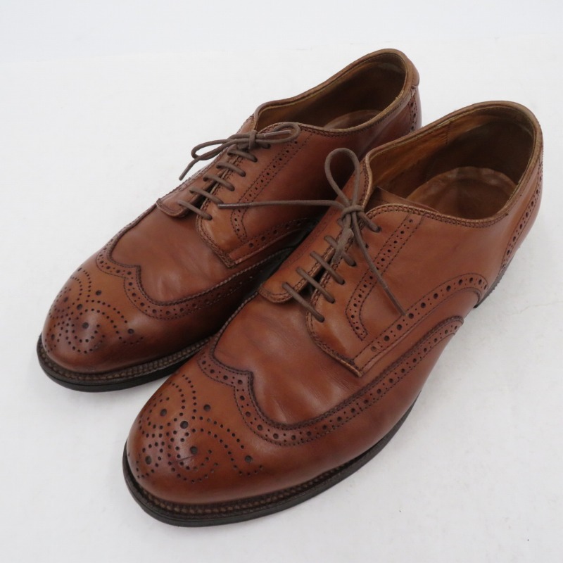 【中古】ALDEN｜オールデン ウイングチップメダリオンシューズ なめし革シューズ 赤銅色 大きさ：US9(27.0珊度合い)【f127】