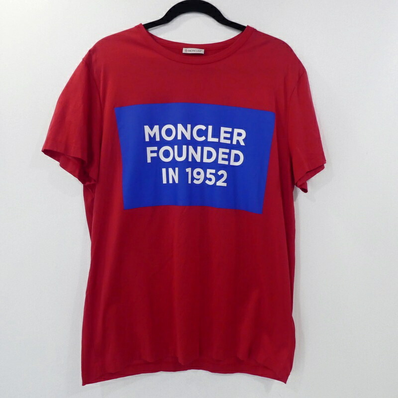 【中古】 MONCLER|モンクレール /FOUNDED IN 1952 8C74610 Tシャツ半袖 国内正規品 2020SS レッド サイズ:XL 【f108】