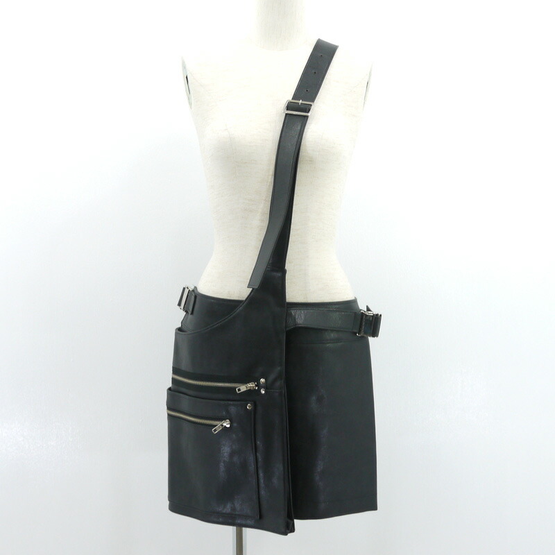 【中古】COMME des GARCONS JUNYA WATANABE | コムデギャルソンジュンヤワタナベ フェイクレザー　ラップスカート JF-S036 ブラック サイズ：M【尾張小牧店】