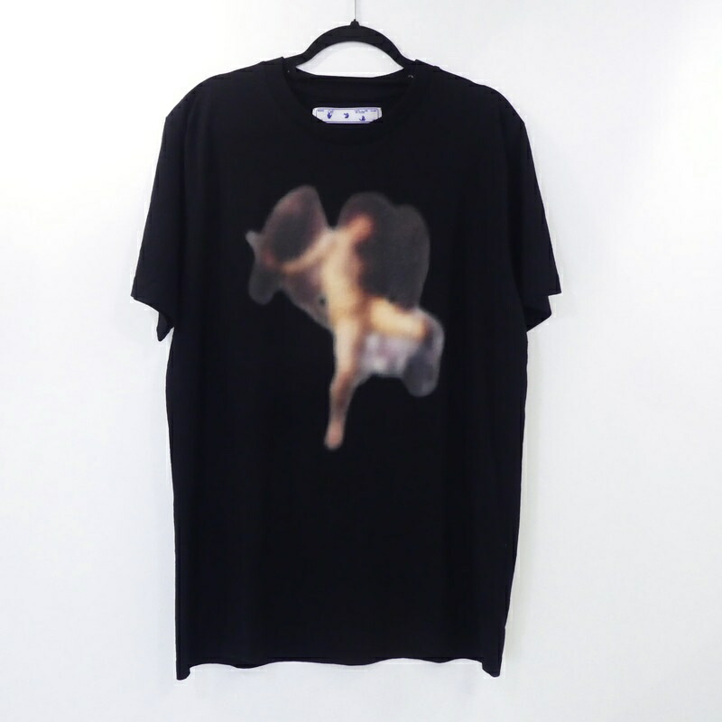 【中古】 OFF-WHITE|オフホワイト BLURRED CARAVAGGIO S/S OVER TEE OMAA027F20FAB018 Tシャツ半袖 2020AW 国内正規品 ブラック サイズ:L 【f108】