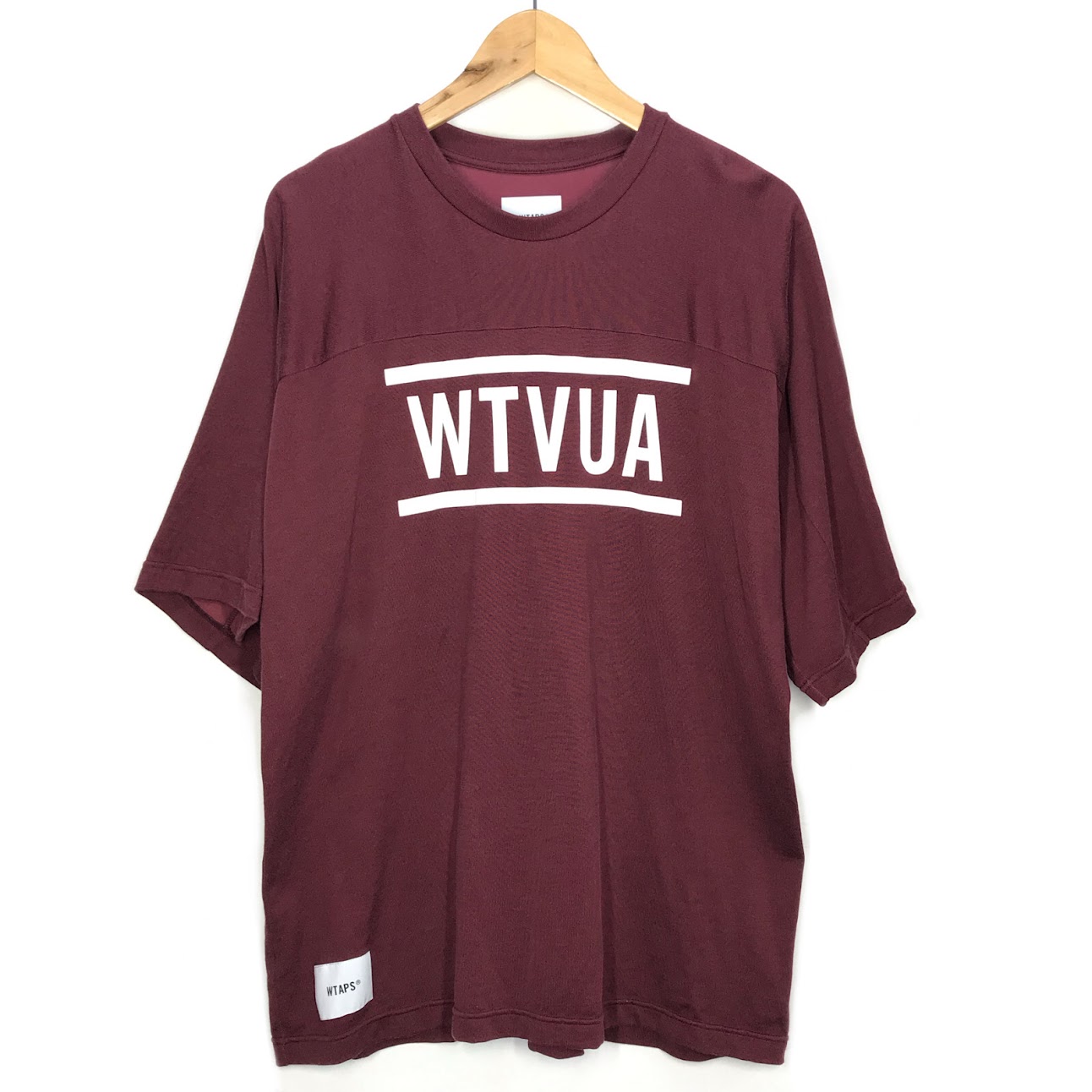 【中古】WTAPS｜ダブルタップス QB / SS / RACO. BRACKETS/半袖ティーシャツ ボルドーワイン 大いさ：４【f104】