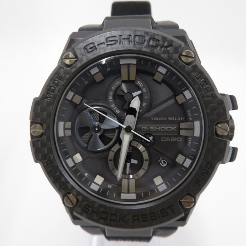 【中古】CASIO｜カシオ G-SHOCK ジーショック G-STEEL 炭素 ～版 アナログ ソーラー ウオッチ 黒いこと【f131】