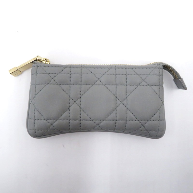 【中古】DIOR｜クリスチャンディオール S09720NMJ レディディオールジップコインケース  御釣り入れ 薄墨色【f125】