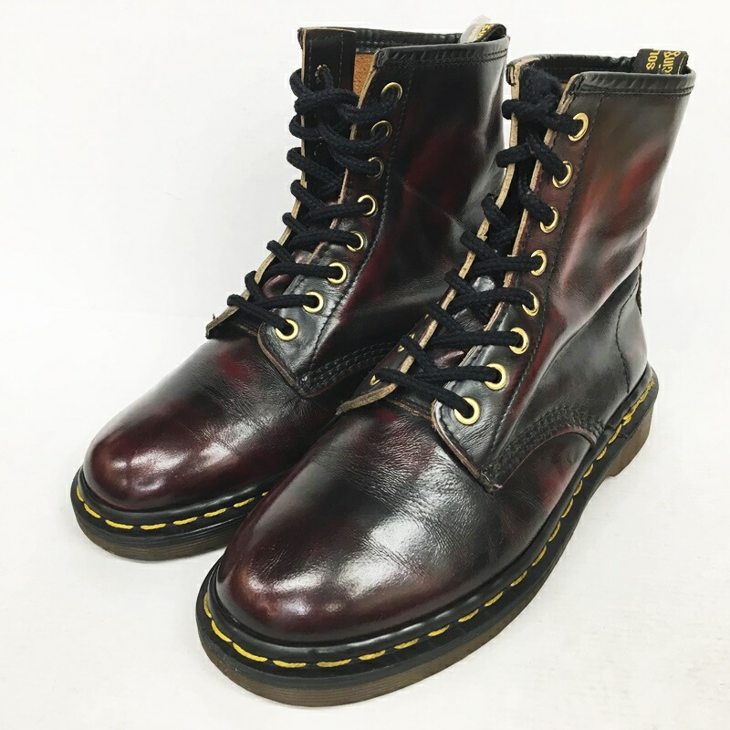 【中古】Dr.Martens お医者さんマーチン シューズ 大きさ：5 色合い：ボルドーワイン／バーガンディー  1460 VEGAN 8大広間【f128】