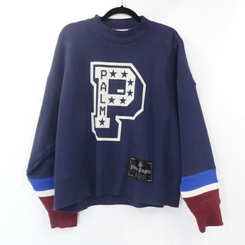 【中古】MONCLER GENIUS｜モンクレール ジーニアス &times;Palm Angels H209L8G00011 スウェットシャツ 国内正規品 2022AW ネイビー サイズ：S【f108】｜お宝市番館