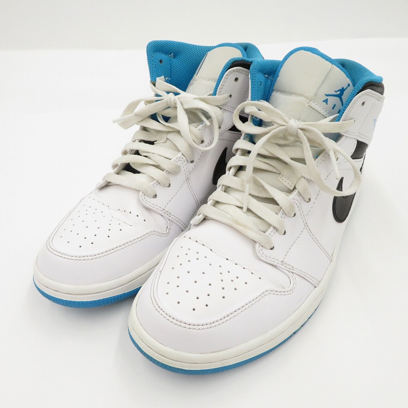 【中古】NIKE | ナイキ AJ1 Mid \"White/Laser blue\" スニーカー 554724-141 ホワイト 27cm【瀬戸大橋店】