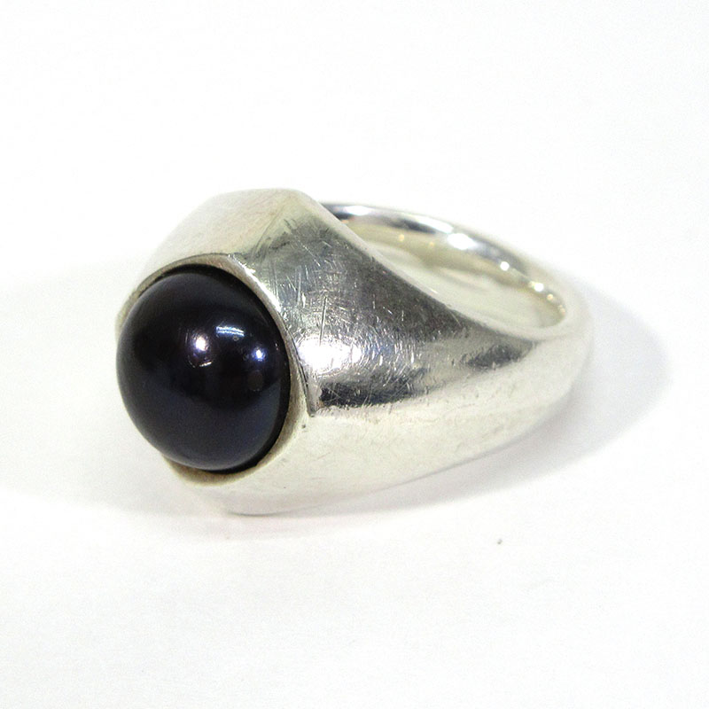 【中古】 LAMP PEARL RING ランプパールリング 指輪 A-94 ブラック×シルバー【三重本店】