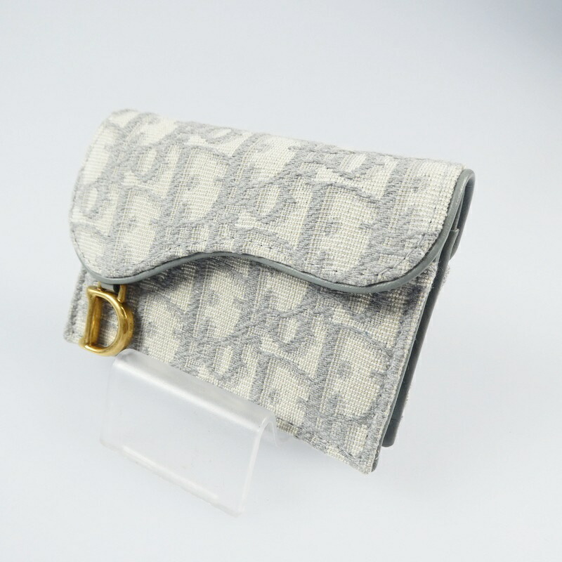 【中古】Christian Dior | クリスチャンディオール SADDLE FLAP CARD HOLDER カードケース S5611CTZQ_M932 グレー【姫路東店】｜お宝市番館