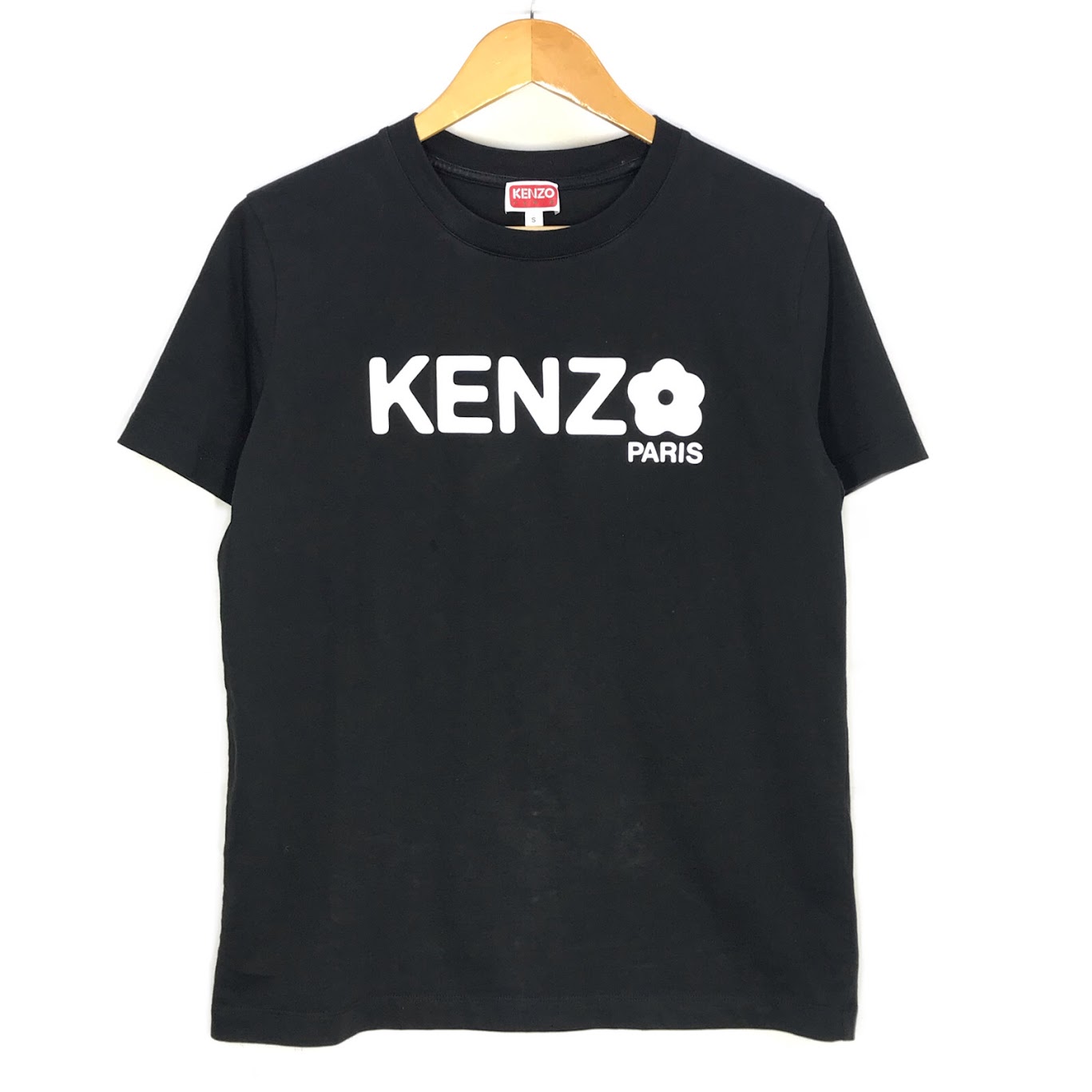 【美品・ユニセックス】 KENZO ブラック ベロアプリントTシャツ S セール】'KENZO VERDY MARKET' オーバーサイズ Tシャツ ユニ