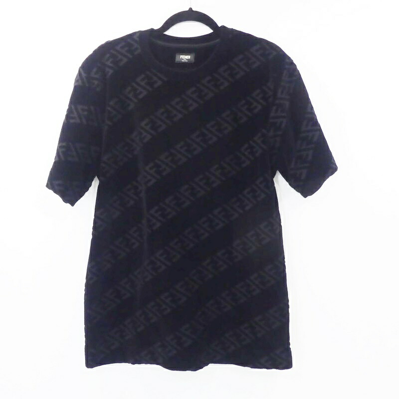 FENDI フェンディ 半袖ニット Tシャツ 総柄 FFズッカ Mサイズ程度 FENDI フェンディ 半袖ニット Tシャツ 総柄 FFズッカ Mサイズ