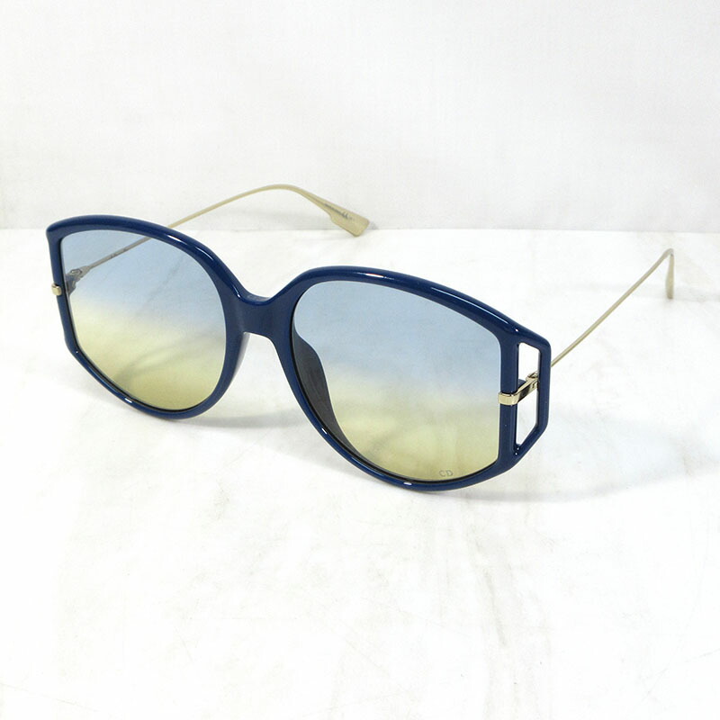 【中古】 Christian Dior | クリスチャンディオール PJP84 Direction 2 オーバル サングラス サイズ：54□17-145 フレーム：ブルー系×ゴールド / レンズ：ブルー系×イエロー系(グラデーション)【三重本店】