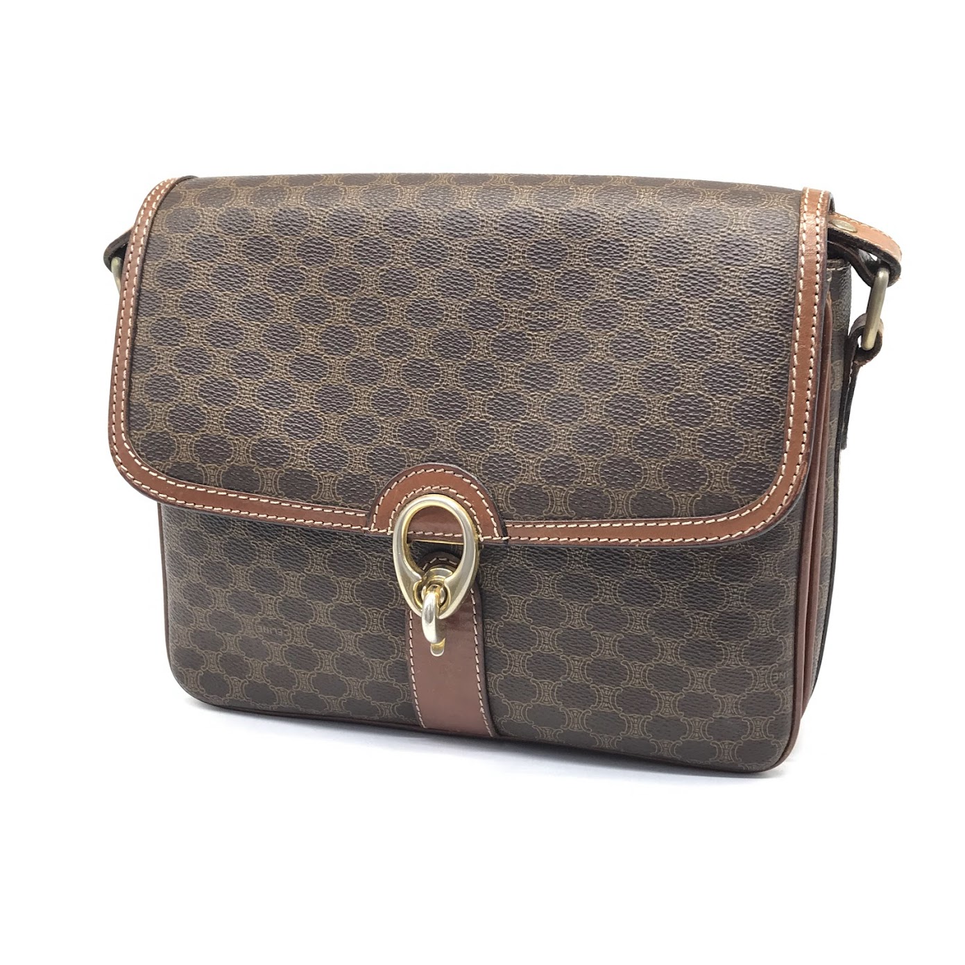 【中古】CELINE | セリーヌ マカダム柄 ショルダーバッグ M07 ブラウン【倉吉店】