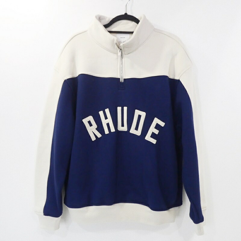 【中古】RHUDE | ルード CONTRAST QUARTER-ZIP Varsity スウェット RHSS24JA091672772277 ネイビー サイズ：XL【姫路東店】
