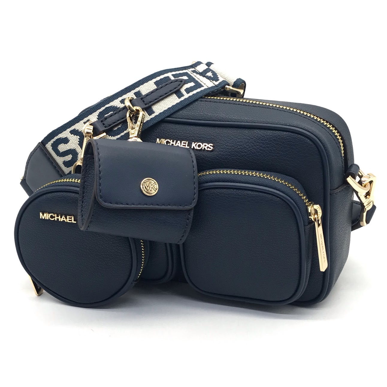 【中古】MICHAEL KORS | マイケル教科課程 JET SET ITEM クロスボディウィズ テックアタッチ ショルダーバッグ ショルダーバッグ 35S2GTTC6L410 ダークネイビー【倉吉店】