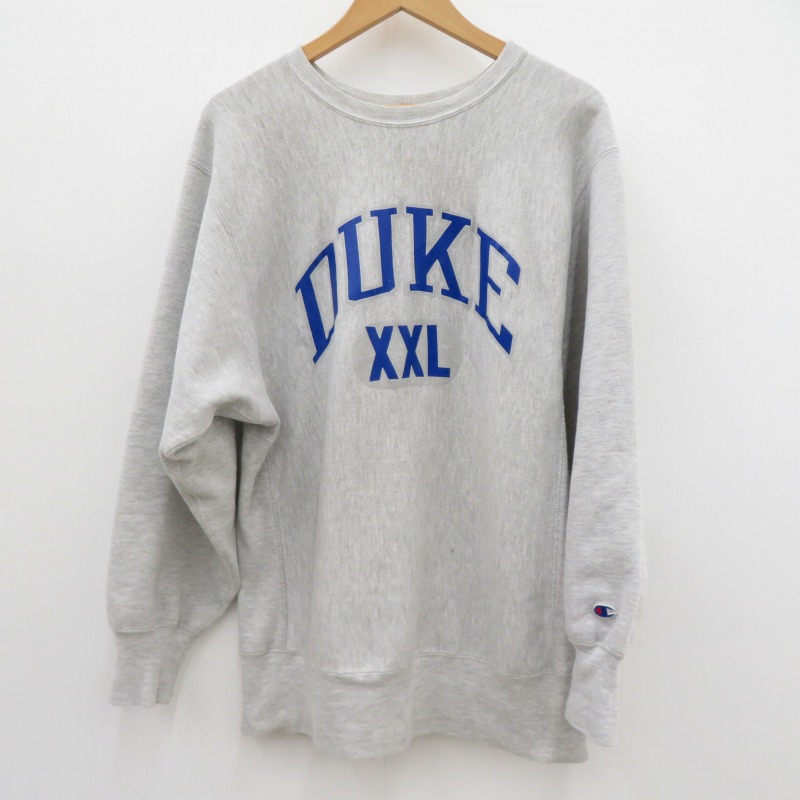 【中古】Champion | はやりっ子 90’ RW/刺しゅう引き船/USA製/DUKE 流汗 薄墨色 大きさ：XL【瀬戸大橋店】
