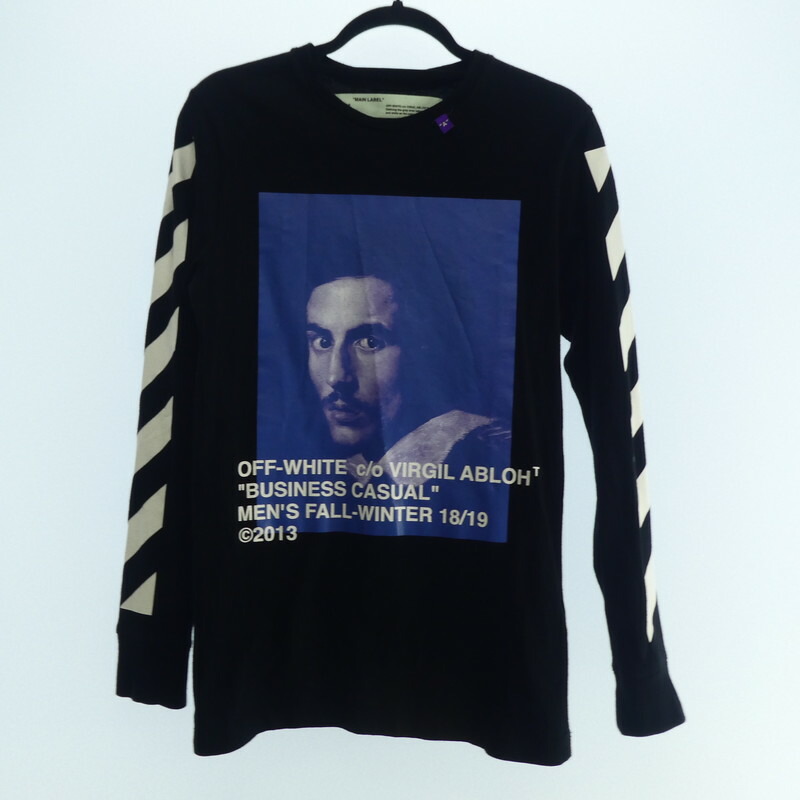 国内発 Off-White ロゴブラックコットン長袖スウェットシャツ 220613-023_2.jpg