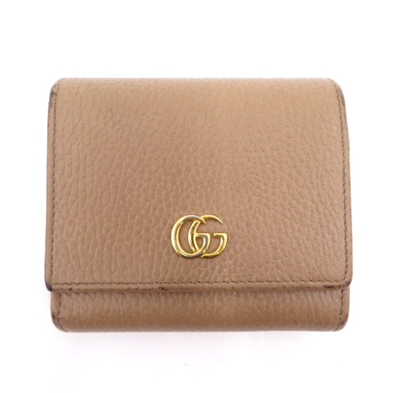 【中古】GUCCI | グッチ ダブルG 並み並み ウォレット 二つ折り紙入れ 598587・0416 ベージュ【瀬戸大橋店】