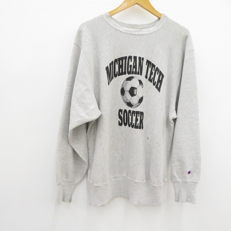 【中古】Champion | チャンピオン MICHIGAN TECH SOCCER スウェット 90s ヴィンテージ - グレー サイズ：XL【瀬戸大橋店】 10,656円