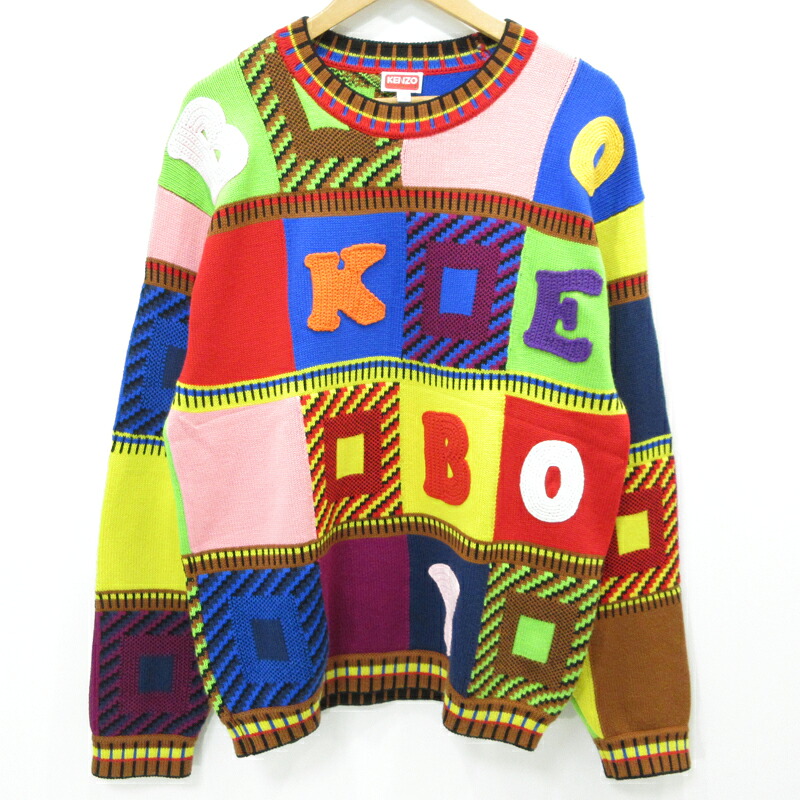 【中古】KENZO | ケンゾー BOKE Boy パッチワーク前掛け 編み物 FD55PU3753CO マルチ色合い 大きさ：M【三重中央局】