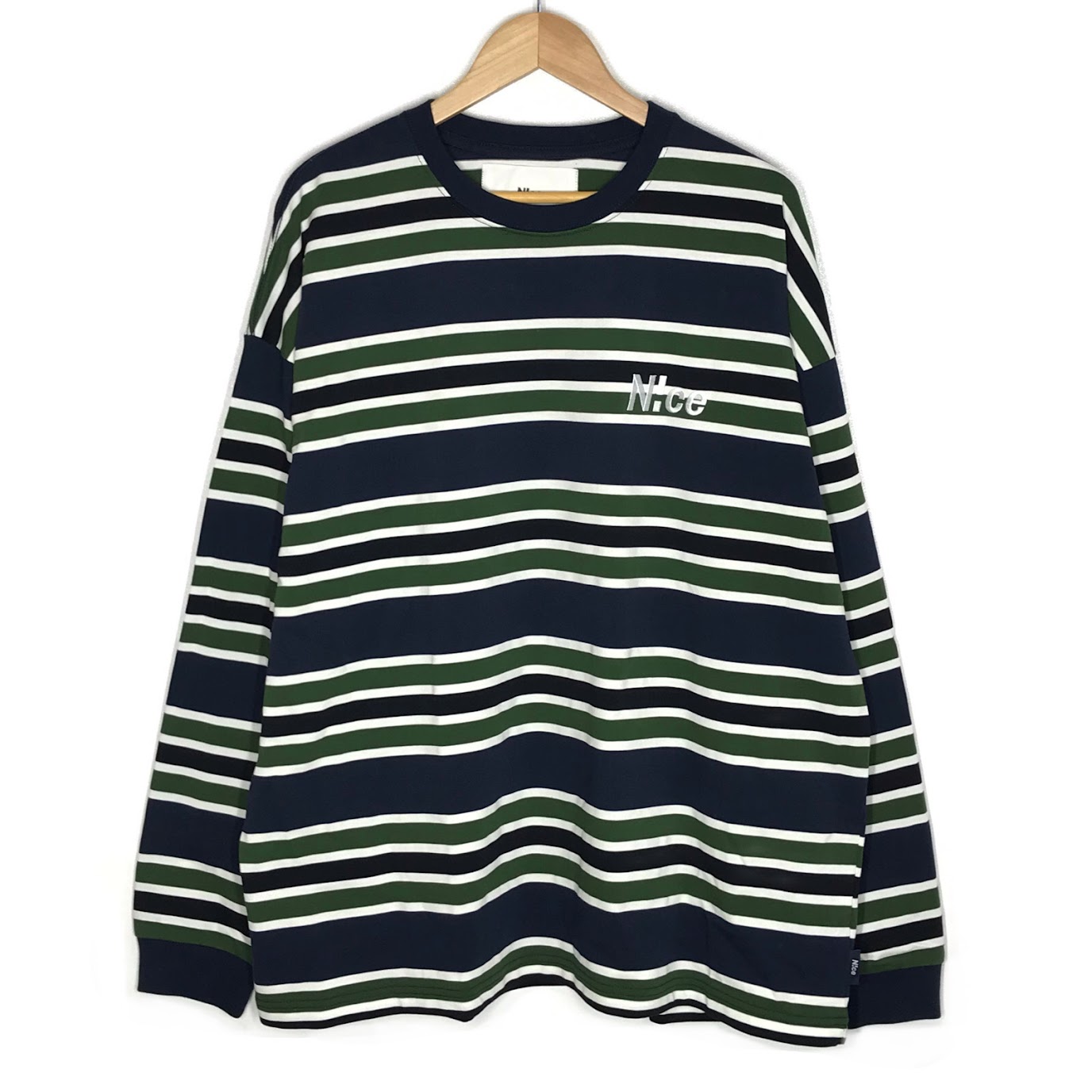 【中古】 N!セリウム shop｜好いたらしい販売店 N!セリウム border long tee 間借り人ロンT 長袖Ｔシャツ NC-CT06 米国海軍×白いこと×緑であること 大きさ：XL【倉吉店】