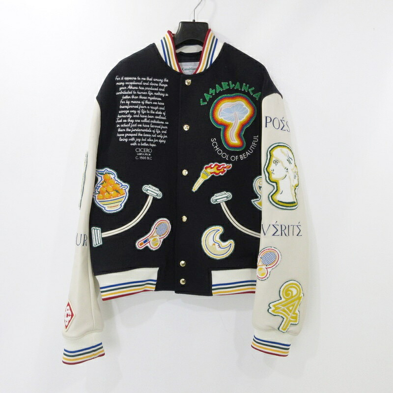 【中古】CASABLANCA | カサブランカ Chenille Embroidered Patchwork Bomber Jacket スタジャン MF24-0T-131-0 国内正規品 サイズ:M【姫路東店】|お宝市番館