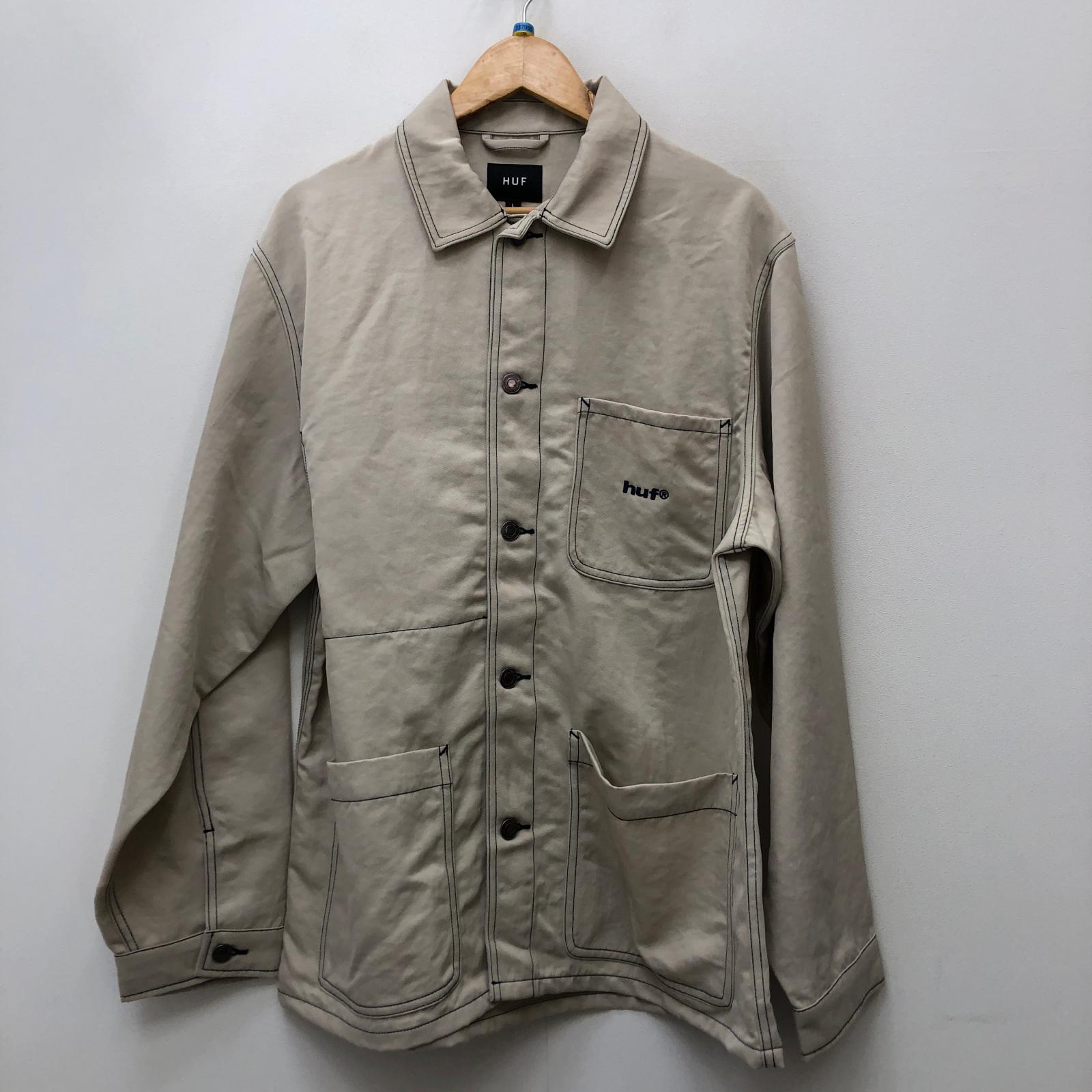 【中古】HUF | ハフ CONTRAST NYLON CHORE JACKET 余分の物トップス 象牙色 大きさ：L【加古川店】