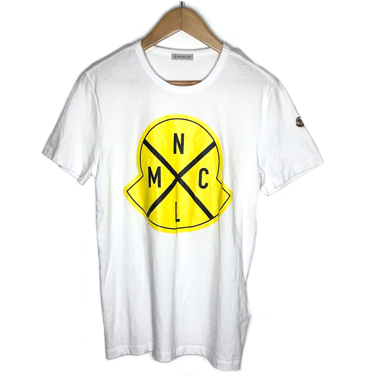 【中古】MONCLER | モンクレール MAGLIA T-SHIRT ロゴプリント 半袖Tシャツ C-SCOM-19-18991 ホワイト サイズ:S【倉吉店】