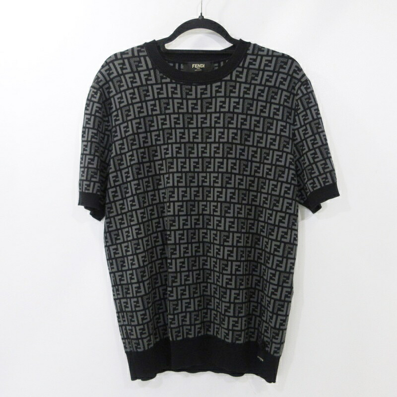 【中古】FENDI | フェンディ ブラックファブリックセーター ニット FZY443 AKEW 国内正規品 ブラック サイズ：50【姫路東店】