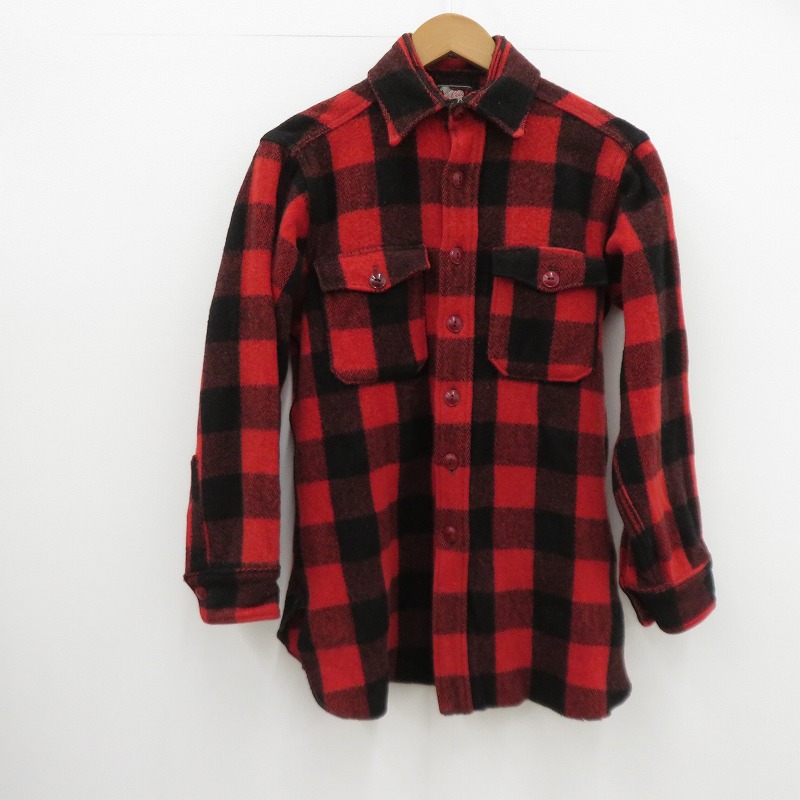 【中古】WOOLRICH WOOLEN MILLS | ウールリッチウーレンミルズ CPOシャツジャケット 長袖シャツ チェック柄 50-60 ヴィンテージ - レッド サイズ：不明【瀬戸大橋店】
