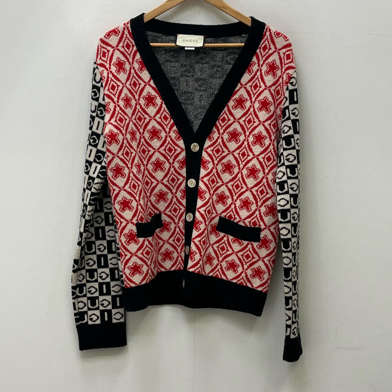 【中古】GUCCI | グッチ ジャカードはやりっ子 ダイヤモンドパターンカーディガン ジレー 595480 XKA0V 大きさ：S【加古川店】